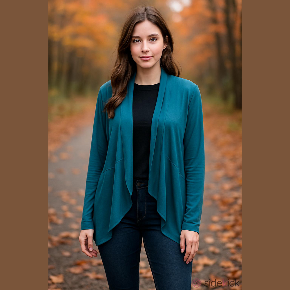 AB Studio Cardigan Women's XS Teal Long Sleeve Duster